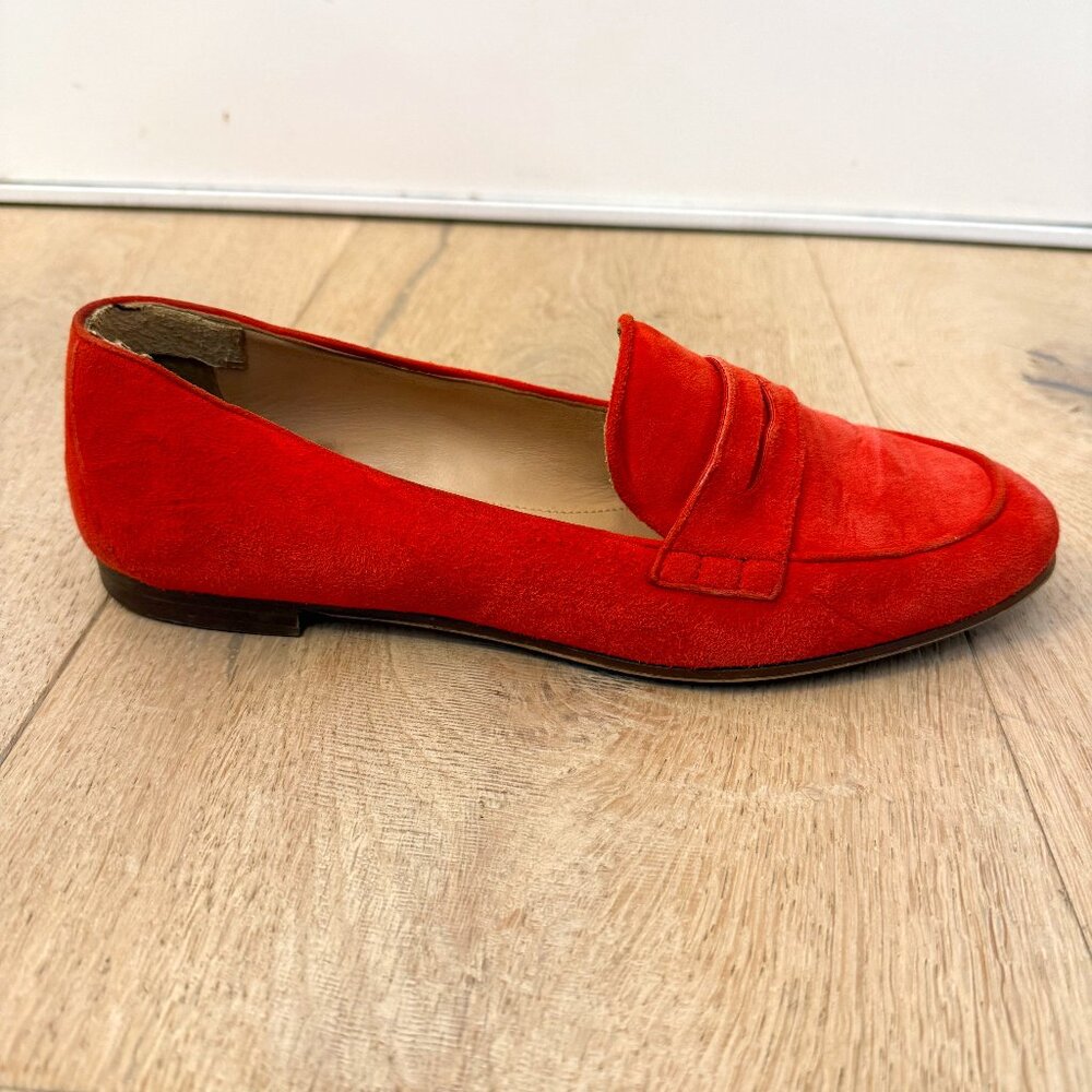 J Crew Tangerine Suede Penny Loafer